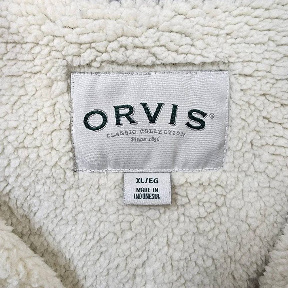 Orvis‎ Quarter Zip Pullover Men XL Blue Sherpa Lined Fleece Sweater Outdoor Cas
